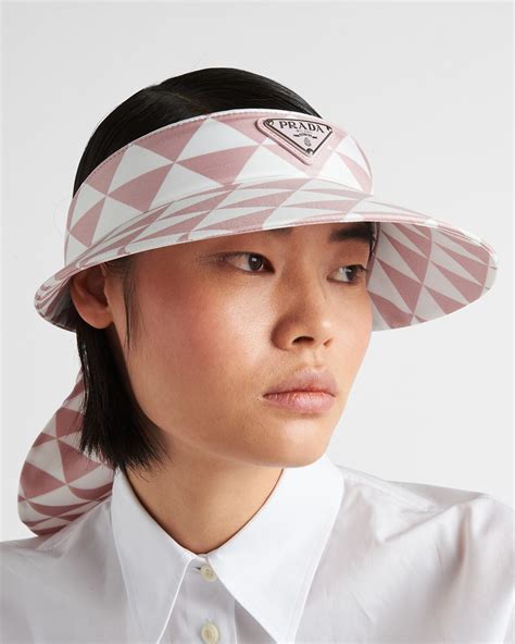 Alabaster White/white Printed Silk Twill Visor 